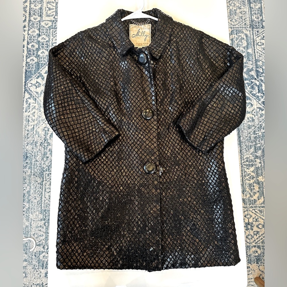 Vintage Milly of New York Black Peacoat Size 4 - Picture 2 of 5
